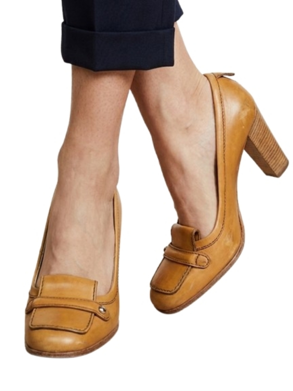 TOD'S Stacked Heel Loafer Pumps